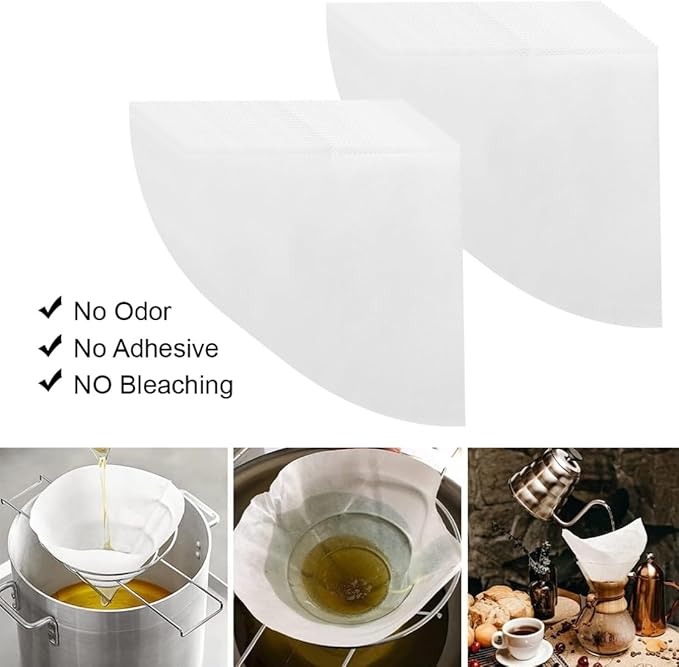 25 Pack 10" Deep Fryer Oil Filters Non Woven Cooking Oil Cones Strainer Maple Syrup Beeswax Filter Disposable White Grease Kitchen Filters for Hotels Restaurants Cafes Food Trucks