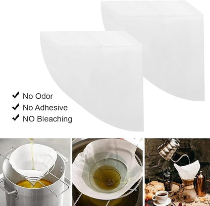 25 Pack 10" Deep Fryer Oil Filters Non Woven Cooking Oil Cones Strainer Maple Syrup Beeswax Filter Disposable White Grease Kitchen Filters for Hotels Restaurants Cafes Food Trucks