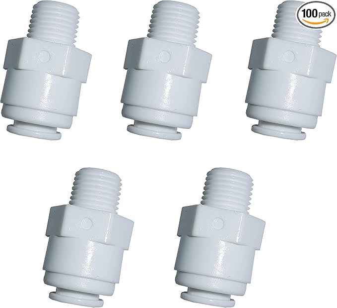 YZM Straight Male Thread Adapter 1/4" Male x 3/8" OD Tube Quick Connector,for Water Purifiers Filters Reverse Osmosis Systems,5 pcs.