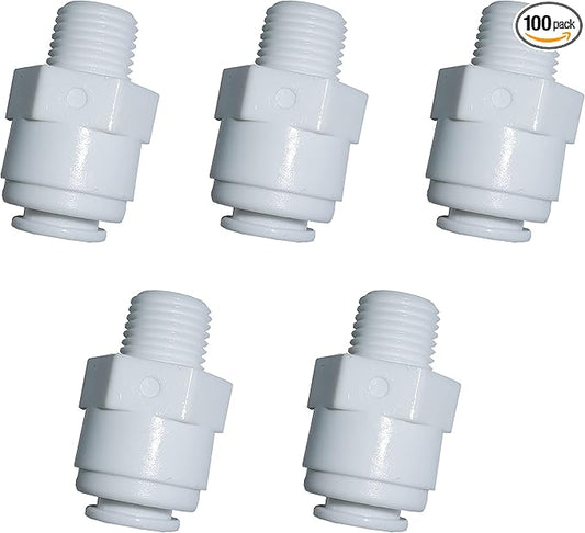 YZM Straight Male Thread Adapter 1/4" Male x 3/8" OD Tube Quick Connector,for Water Purifiers Filters Reverse Osmosis Systems,5 pcs.