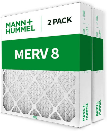 Mann+Hummel 20x24x4 MERV 8 Pleated HVAC AC Furnace Air Filters. 2 Pack. (Exact Size: 19.38 x 23.38 x 3.75 Inches)