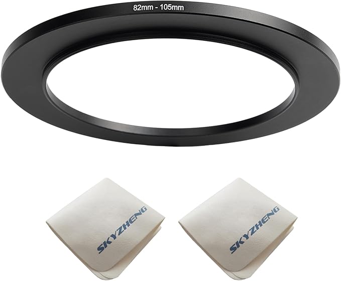 82mm Lens to 105mm Camera Lens Adapter 82mm to 105mm Step Up Ring Adapter Ring for All Brands of UV ND CPL, with Premium Lens Wiping Cloth 2 Pack (82mm-105mm)