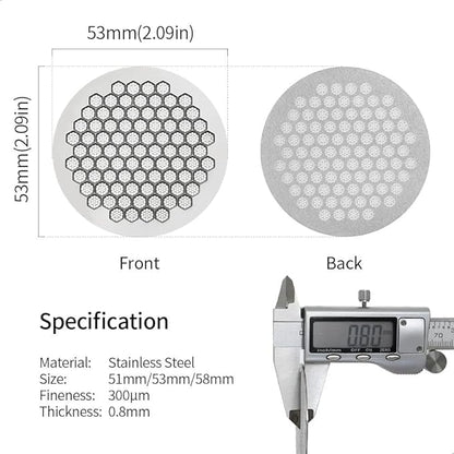 watchget 53mm Espresso Puck Screen Reusable Mesh Coffee Filter 0.8mm Thickness Puck Screen Stainless Steel Lower Shower Screen for 53mm Protafilter Basket