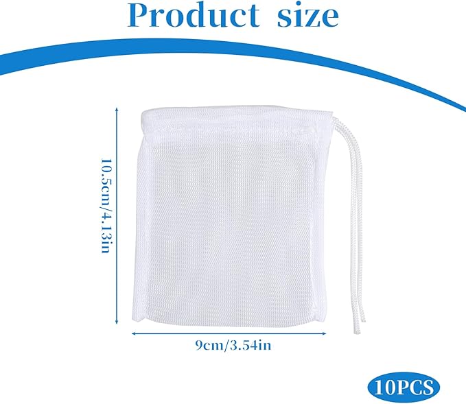 10PCS Aquarium Filter Media Bags for Activated Carbon, 4" X 3.5" Mesh Filter Bags for Aquarium, Carbon Filters Bag for Aquariums, High Flow Aquariums Mesh Media Filters Bag