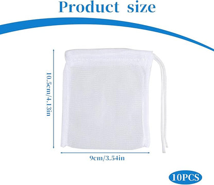 10PCS Aquarium Filter Media Bags for Activated Carbon, 4" X 3.5" Mesh Filter Bags for Aquarium, Carbon Filters Bag for Aquariums, High Flow Aquariums Mesh Media Filters Bag