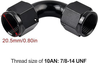 EVIL ENERGY 10AN Female to 10AN Female 90 Degree Swivel Coupler Union Fitting Adapter Aluminum Black 2PCS