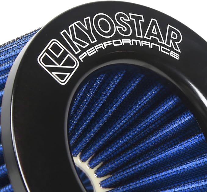KYOSTAR Universal 3/3.5/4" (75/89/100mm) High-Flow Air Filter, Reusable Cone Cold Air Intake, High Performance Clamp-On Car High Flow Dry Air Kit, Flange Diameter: 3/3.5/4 Inch, Height: 6.2 Inch, Blue