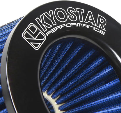 KYOSTAR Universal 3/3.5/4" (75/89/100mm) High-Flow Air Filter, Reusable Cone Cold Air Intake, High Performance Clamp-On Car High Flow Dry Air Kit, Flange Diameter: 3/3.5/4 Inch, Height: 6.2 Inch, Blue