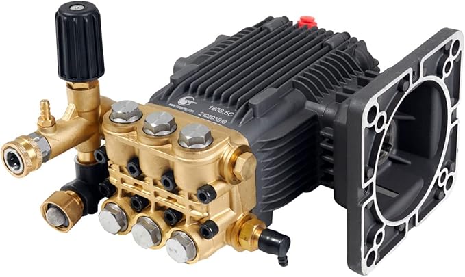Canpump 2000 PSI 3.5 GPM Pressure Washer Pump Assembly w/ 5 HP 240V Motor – Triplex Plunger Power Washer Pump, External Unloader, Commercial Equipment Wash, Fleet, Farm & Workshop Cleaning