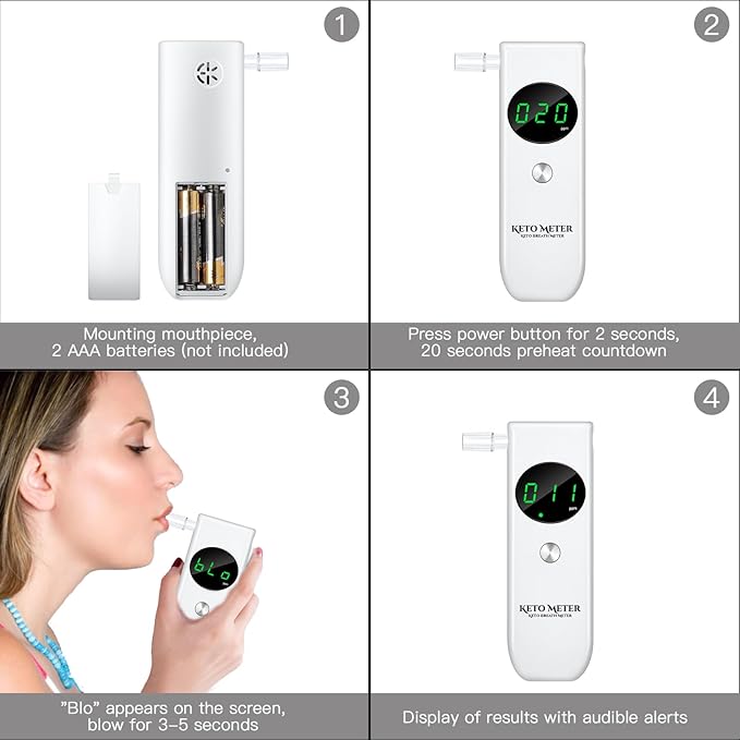 Home Breath Ketosis Meter Professional Ketone Testing & Monitoring – High Precision Ketone Monitors Breath Analyzer Ketosis Tester for Testing Ketosis, Perfect for Tracking Your Ketones