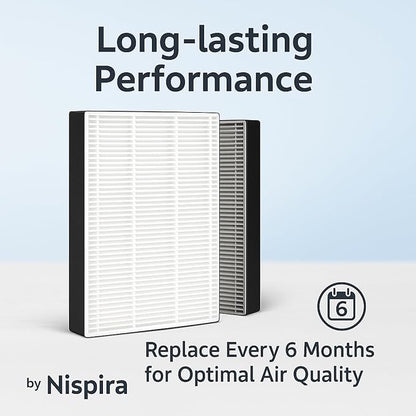 Nispira F1 C01 T02 HEPA Replacement Filter for 3M Filtrete Room Air Purifier FAP-C01-F1, FAP-T02-F1, FAP-C01BA-G1, FAP-T02WA-G1, FAP-ST02W, FAP-ST02N. 12 in. x 6.75 in. Part FAPF-F1-A. 6 Pack