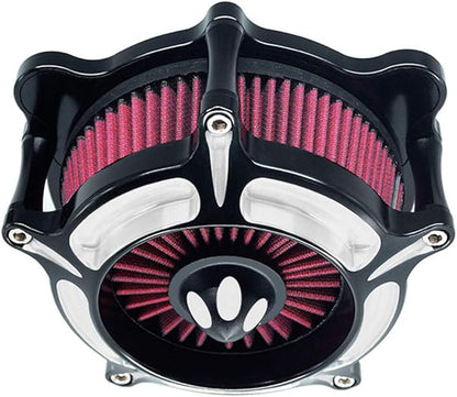 Air Filter Intake Motorcycle Turbine Cleaner Kit Cnc Cut Chrome for Harley Touring Street Glide 2008 - 2016 Softail 2016 - 2017 Fitment - C (Red)