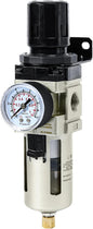 SNS Compressed Air Filter Regulator Piggyback Combo 3/8''NPT- Poly Bowl with Metal Guard, Semi-auto Drain, Bracket, Gauge AW3000-N03A