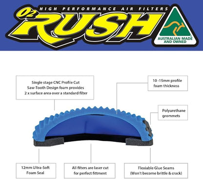 O2 RUSH High-Performance Foam Air Filter fits GAS GAS MC 50 & KTM 50 SX – Race-Proven Saw-Tooth Technology, Washable & Reusable(OEM 452 06 015 000)