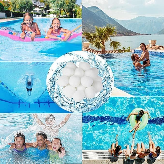 3 lbs Pool Filter Balls Eco-Friendly Fiber Filter Media for Swimming Pool Sand Filters (Equals 50kg/100lbs Pool Filter Sand) (3, Pounds)