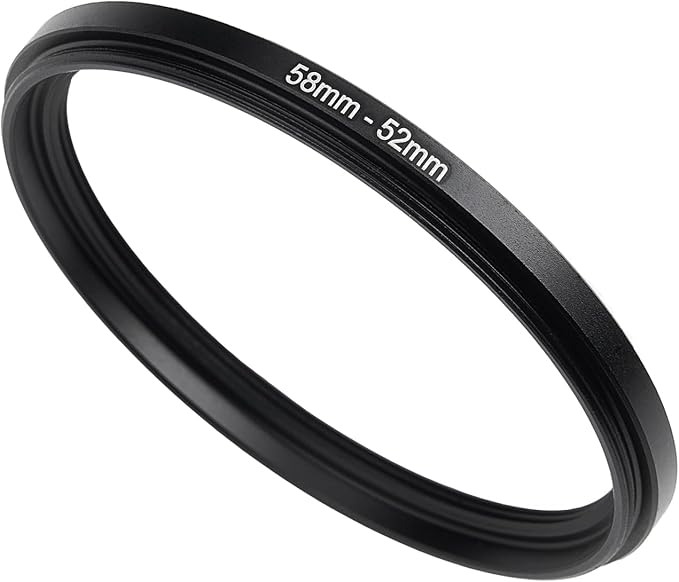 58mm to 52mm Step-Down Ring Filter Adapter,for All Brands UV ND CPL, Metal Ring Step-Down Rings Adapter Filter (58mm-52mm)