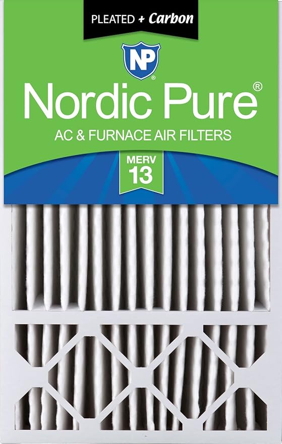 Nordic Pure 16x25x5 (Actual Size: 15 3/4 x 24 3/4 x 4 3/8) Honeywell Replacement Air Filters MERV 13 Plus Carbon 1 Pack
