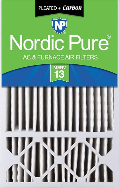 Nordic Pure 16x25x5 (Actual Size: 15 3/4 x 24 3/4 x 4 3/8) Honeywell Replacement Air Filters MERV 13 Plus Carbon 1 Pack