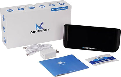 AirKnight Premium Indoor Air Quality Monitor Indoor & Air Quality Sensor. VOC detector, CO2 Monitor, Formaldehyde Detector HCHO, AQI, PM2.5, PM10 Temperature Humidity Air Monitor AQI CO2 Meter Gas Off