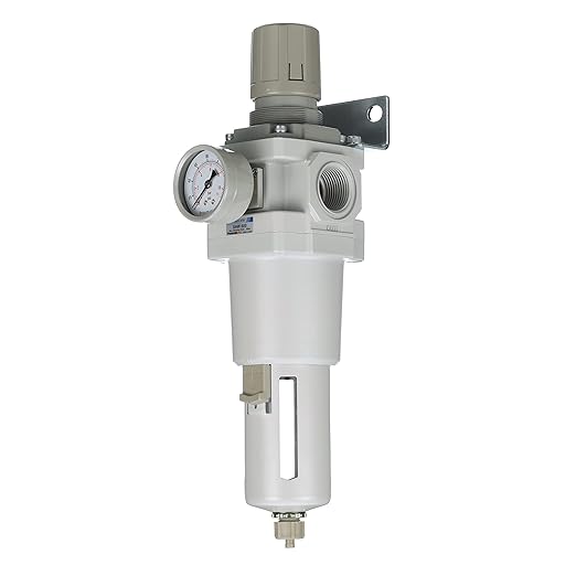 PneumaticPlus SAW600-N10BG Compressed Air Filter Regulator Piggyback Combo 1" NPT - Poly Bowl, Manual Drain, Bracket, Gauge
