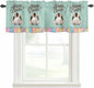 Green Easter Curtain Valances for Windows, Kitchen Valance Window Treatment, Spring Cartoon Bunny Colorful Eggs Wood Grain Light Filtering Block Curtains for Bathroom/Bedroom/Living Room 42'' x 18''