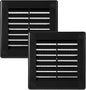 Vent Systems 3" x 3" - Pack of 2 - Black Plastic Soffit Vent Cover - Durable Flat Square Air Vent Grille with Mesh Screen - Weather Resistant Ventilation Grill - Wall & Ceiling, Indoor & Outdoor