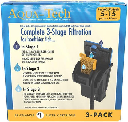 AQUA-TECH EZ-Change No.1 18-Pack Aquarium Filter Cartridge for 5 to 15 Power Filters