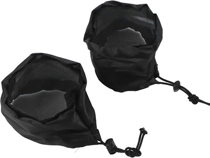 2 Pack Grow Tent Vent Duct Filter Covers with Elastic Band and Fixed Buckles, Silver-Coated Oxford and Mesh Cloth for Plant Greenhouses, Fits 4in 6in 8in Openings, Black(4in)