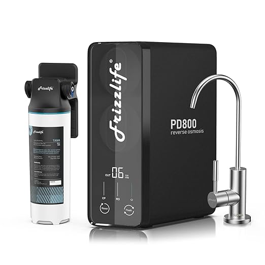 Frizzlife 800GPD Reverse Osmosis Water Filter, NSF/ASNI 58&53&42&372 Standard, Alkaline Mineral pH+ Tankless Reverse Osmosis System, 9-Stage Under Sink Filtration RO, 2:1 Pure to Drain, PD800-TAM4