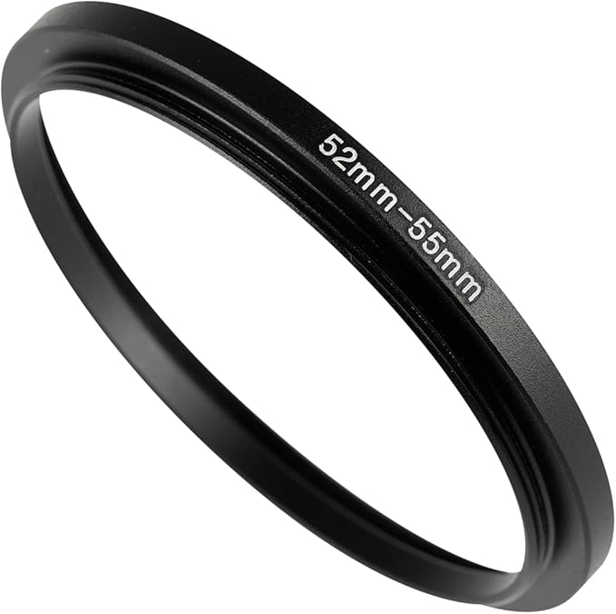 52-55mm Metal Step-Up/Down Ring Adapter Compatible with Mirrorless Cameras DSLR Lens, UV CPL ND Filter Thread Converter, Black