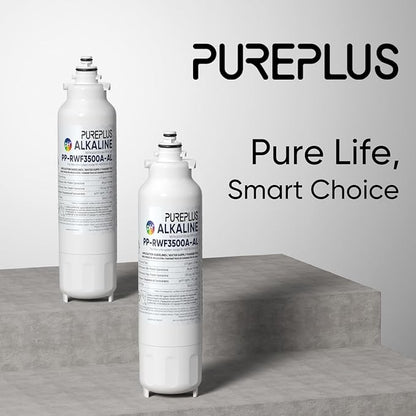 PUREPLUS Alkaline Replacement for ADQ73613401, LG® LT800P®, LT800PC, ADQ736134, ADQ73613402, LSXS26326S, LSXS26366S, LSXS26366D, 46-9490, Refrigerator Water Filter and LT120F® Air Filter, 2Pack