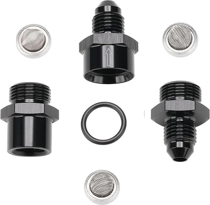 4AN Inline Fuel & Oil Feed Filter Set with 30 80 150 Micron Elements Aluminum Black