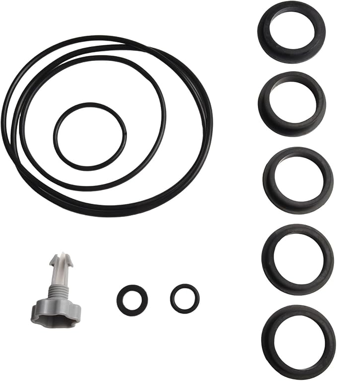 Sand Filter Pump Repair Kit with Air Release Valve O-Rings Seal Gasket Parts for Swimming Pool Equipment Maintenance Including L-Shaped O-Rings Tank Drain Valve Leaf Trap Replacement Components