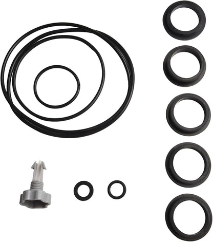 Sand Filter Pump Repair Kit with Air Release Valve O-Rings Seal Gasket Parts for Swimming Pool Equipment Maintenance Including L-Shaped O-Rings Tank Drain Valve Leaf Trap Replacement Components