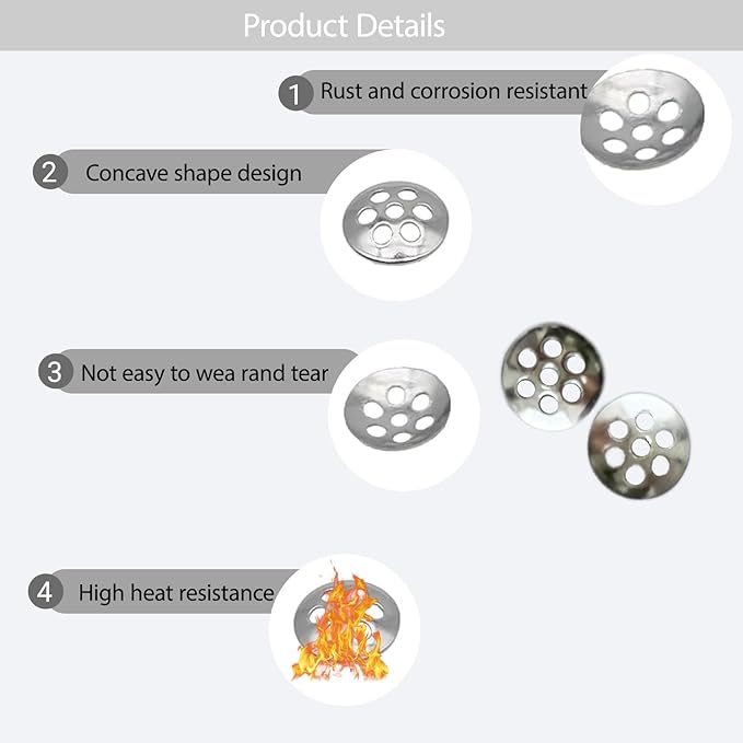 30Pcs 0.3”/8mm Pipe Screen Filters, Stainless Steel Concave Honeycomb Screens with 7 Holes, Reusable Small Mesh Filter for Plumbing Applications