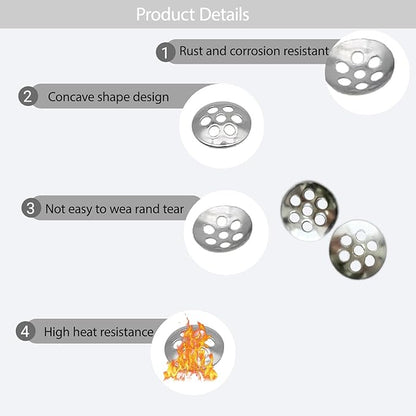 30Pcs 0.3”/8mm Pipe Screen Filters, Stainless Steel Concave Honeycomb Screens with 7 Holes, Reusable Small Mesh Filter for Plumbing Applications