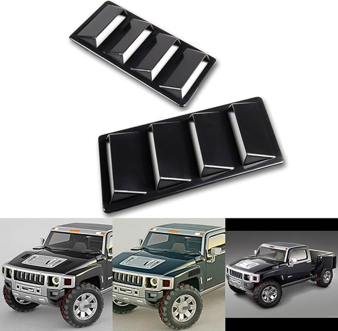 1 Pair Black Decorative Air Flow Intake Turbo Bonnet Hood Side Vent Cover Stick On Car SUV Sedan Coupe