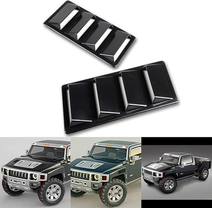 1 Pair Black Decorative Air Flow Intake Turbo Bonnet Hood Side Vent Cover Stick On Car SUV Sedan Coupe