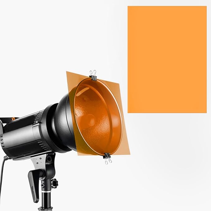 Lystaii 9pcs Gel Light Filter Color Correction Colored Overlays Transparent Color Film Lighting Gel Filter Plastic Sheets Correction 11.7 by 8.3 Inches for Film, Video, Photo, Stage (Orange)