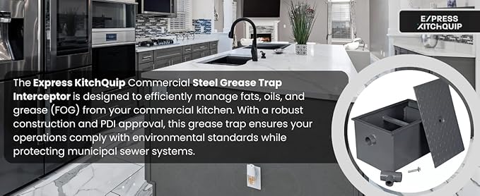 Commercial Carbon Steel Grease Trap Interceptor 14lb - PDI Approved - NSF