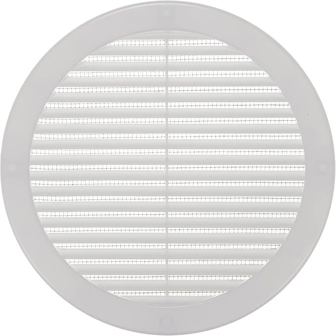 Vent Systems 8" Inch (Opening Dimensions) - Pack of 100 - White Soffit Vent Cover - Plastic Round Air Vent Grille - Built-in Mesh Screen - HVAC Register Louver for Bathroom, Home, Kitchen