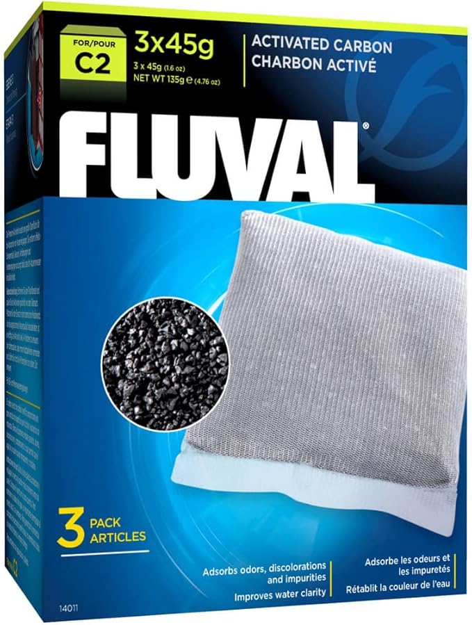 Fluval C2 Activated Carbon, Replacement Aquarium Filter Media, 3-Pack, 14011
