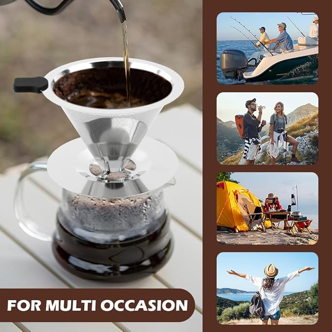 Pour Over Coffee Dripper Paperless Reusable Coffee Filter Pour Over Coffee Dripper Stainless Steel Reusable Filter Slow Drip Paperless Coffee Filter for Extraction (1-2 Cup)(COLOR:Small)