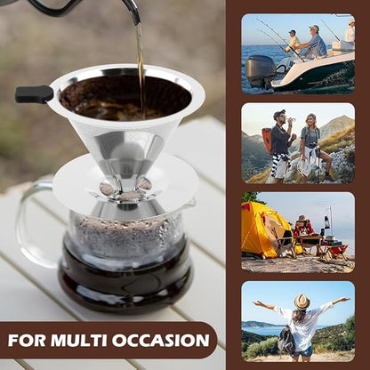 Pour Over Coffee Dripper Paperless Reusable Coffee Filter Pour Over Coffee Dripper Stainless Steel Reusable Filter Slow Drip Paperless Coffee Filter for Extraction (1-2 Cup)(COLOR:Small)