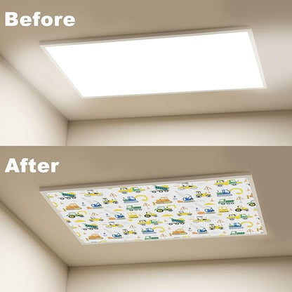 6 Pcs Fluorescent Light Covers for Ceiling Lights Construction Vehicles Excavators Dump Trucks Cranes Safety Signs Decorative Magnets Light Filters for Office Home Classroom Must Haves 4’ x 2’