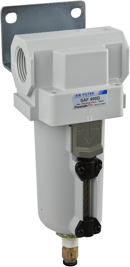 PneumaticPlus SAF400-N06BD-MEP Compressed Air Filter 3/4" NPT, 10 Micron - Metal Bowl, Auto Drain, Bracket