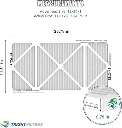 12x24x1 Air Filter 4 Pack, MERV 8 Pleated Dust Defense Air Filters Replacement Air Conditioner HVAC AC Furnace Filter, Durable and Lightweight