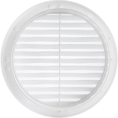 White 6" Inch Round Ventilation Grille with Insect mesh. (Duct 6Ø / Grille 7Ø) Ventilation Applications. Indoor and Outdoor Vent Cover. Available 3 Sizes / 4 Colors.