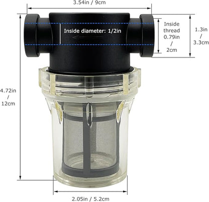 1/2" Female NPT in-Line Strainer with 100 mesh Stainless Steel Filter Screen (1/2“ 100 Mesh)