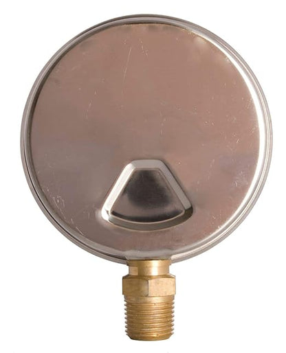 4" Oil Filled Vacuum Pressure Gauge - Stainless Steel Case, Brass, 1/2" NPT, Lower Mount Connection, 30HG/60PSI